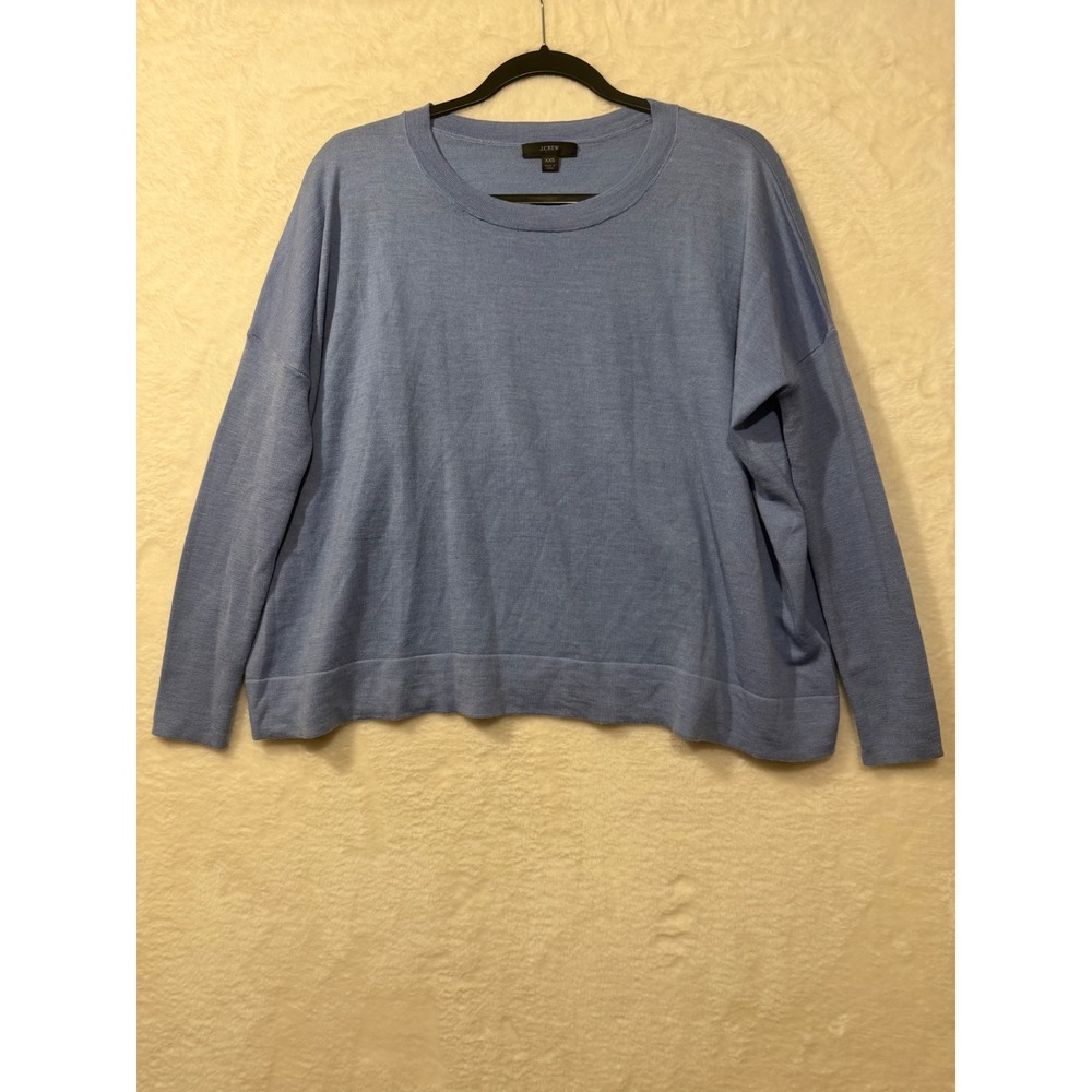 J.Crew Women XXS Merino Wool Sweater Light Blue Crewneck Relaxed AQ383‎ SP21